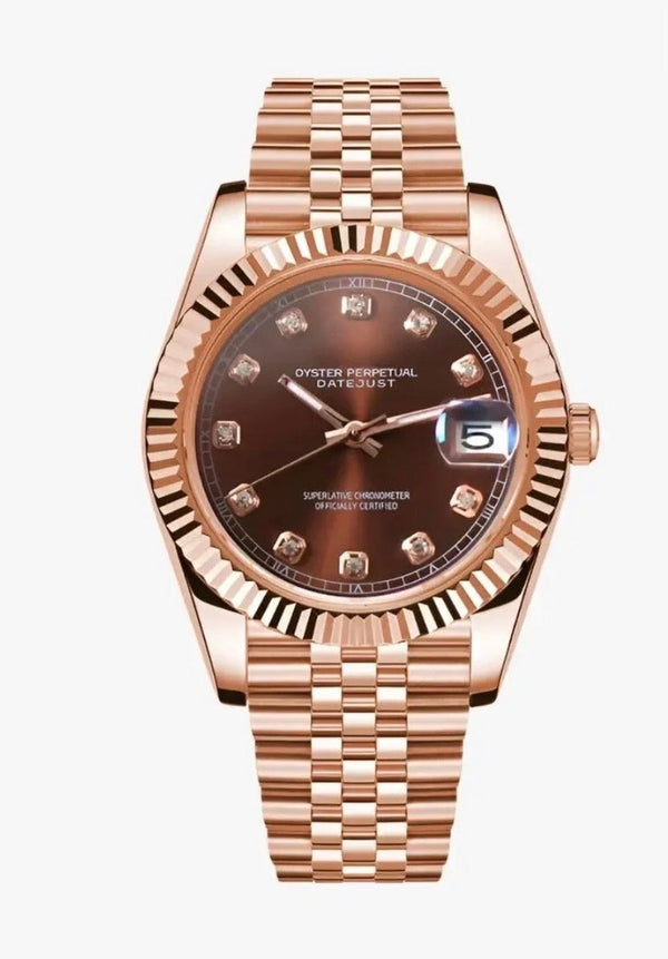 Datejust Chocolate Brown & Rose Gold Inspired Watch