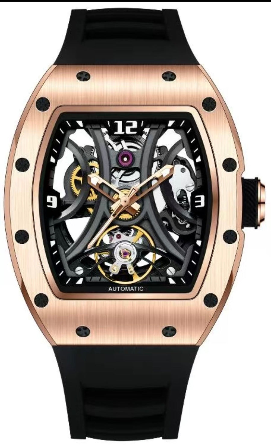 RM Rose Gold Skeleton Inspired Watch