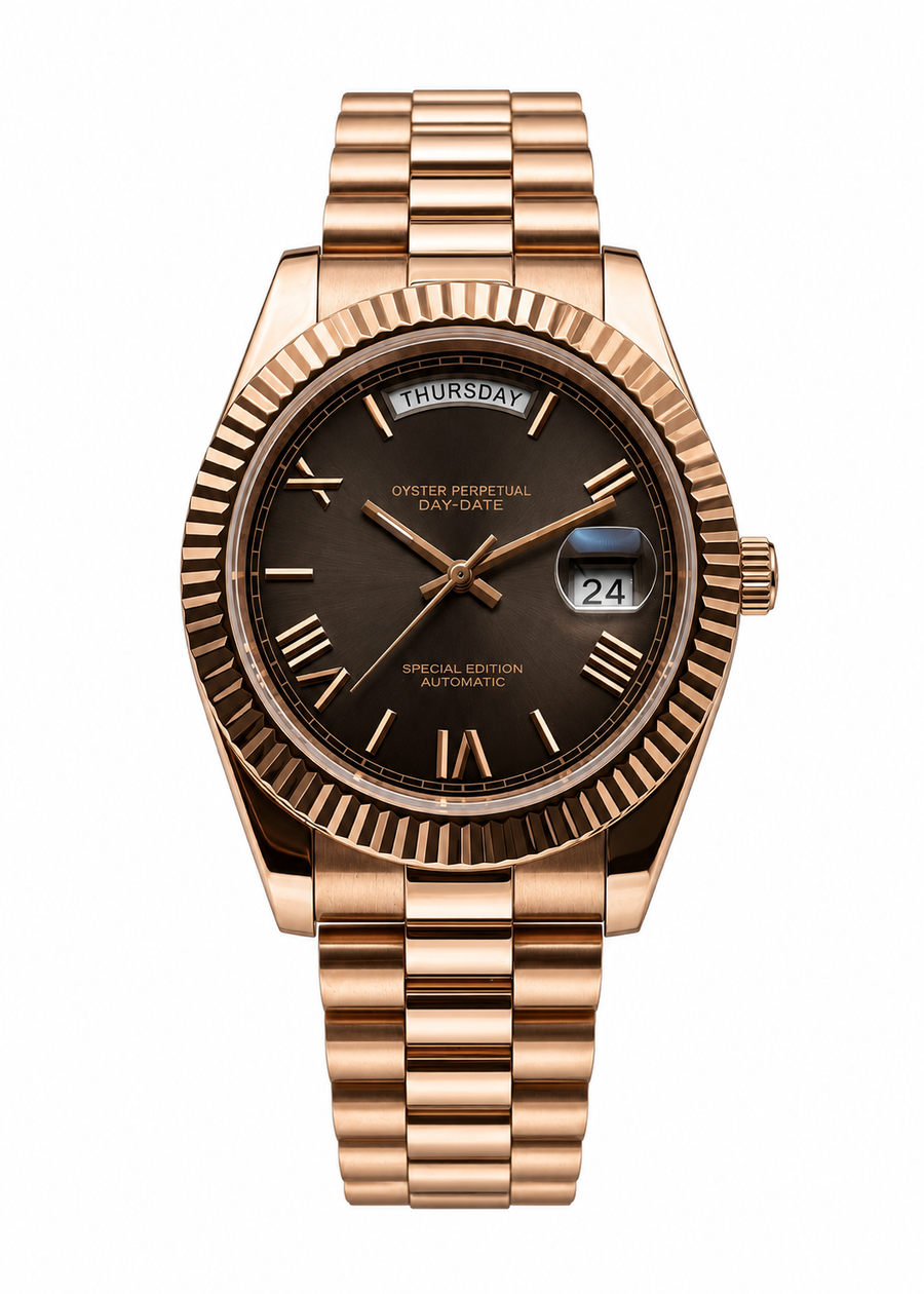 Daydate Rose Gold Smoke Dial Inspired Watch