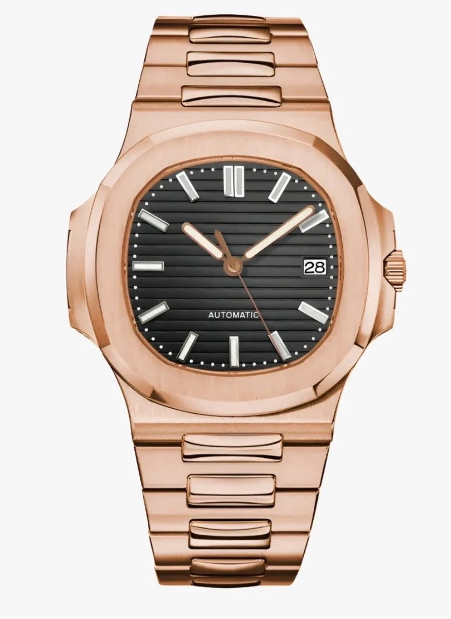 Nautilus Rose Gold & Black Inspired Watch