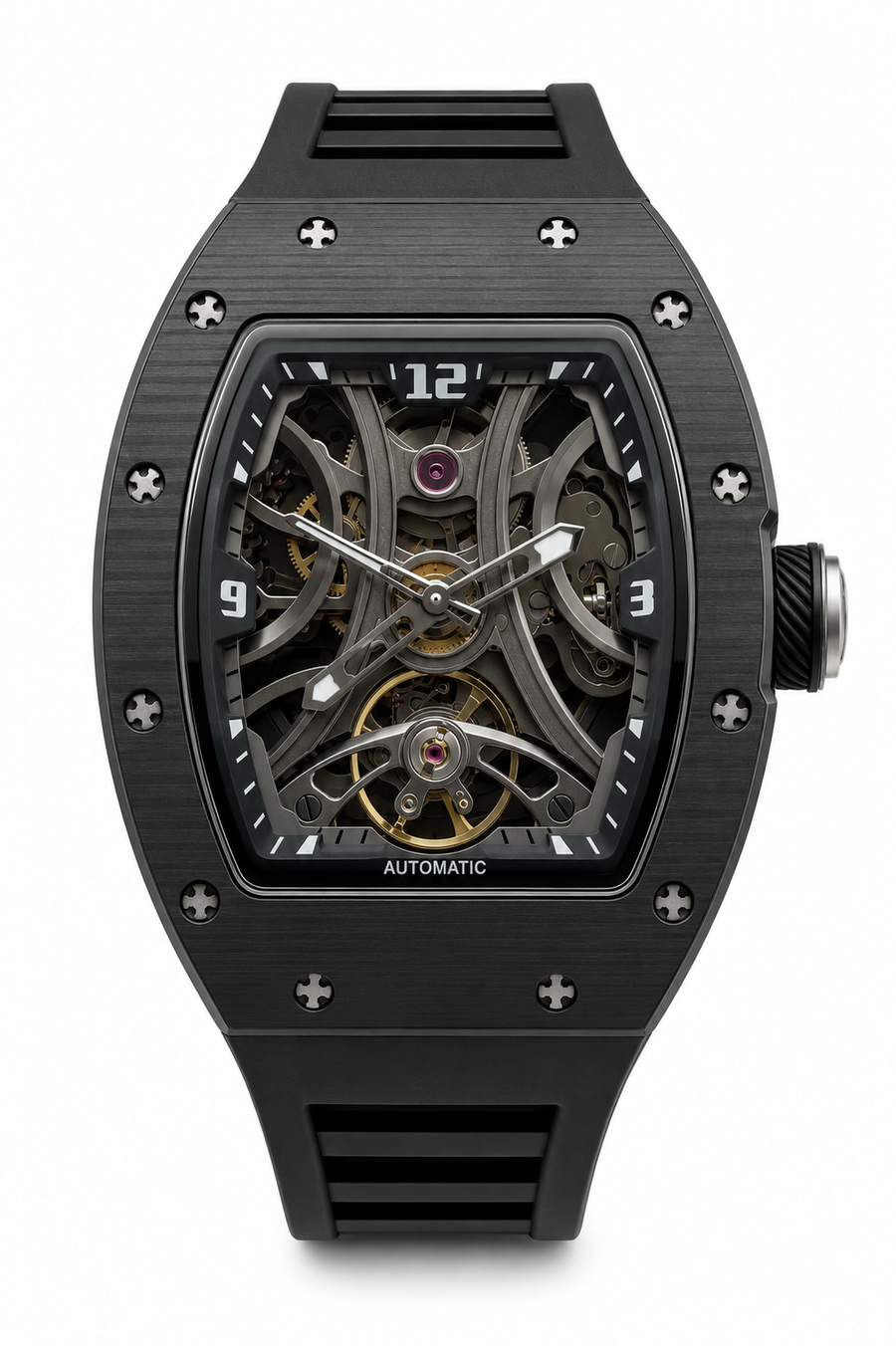RM Black Skeleton Inspired Watch
