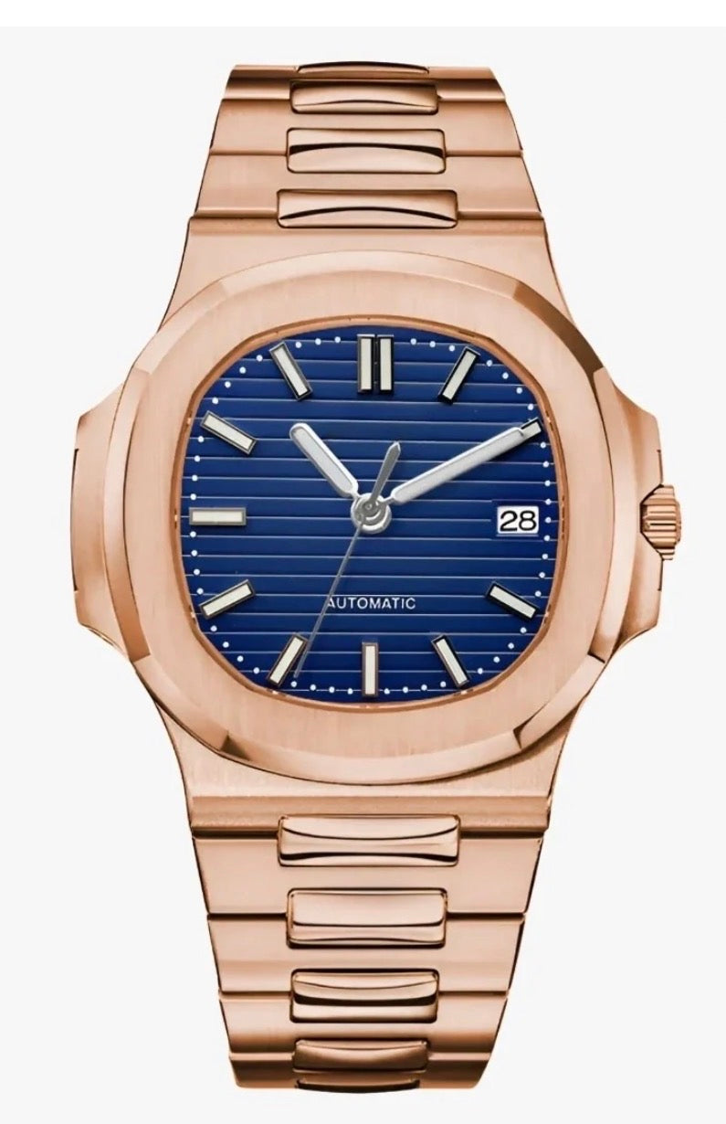 Nautilus Rose Gold & Blue Inspired Watch