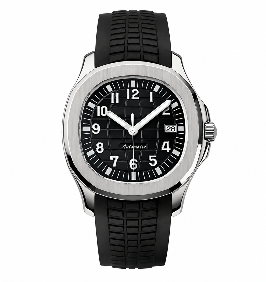 Nautilus Black & Silver Inspired Watch