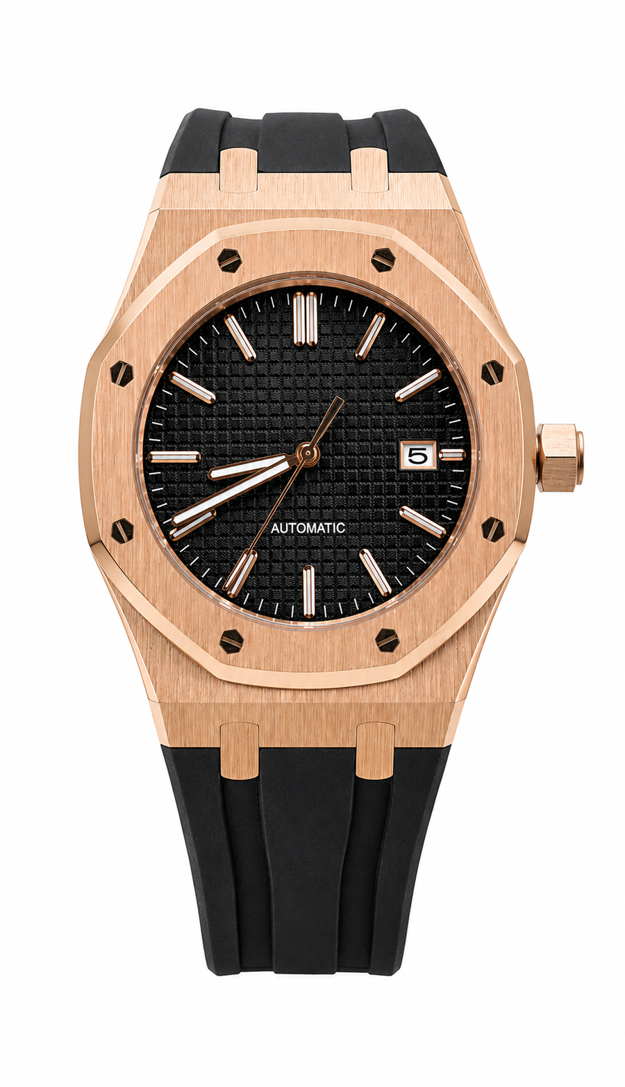 Royal Oak Rose Gold & Black Inspired Watch