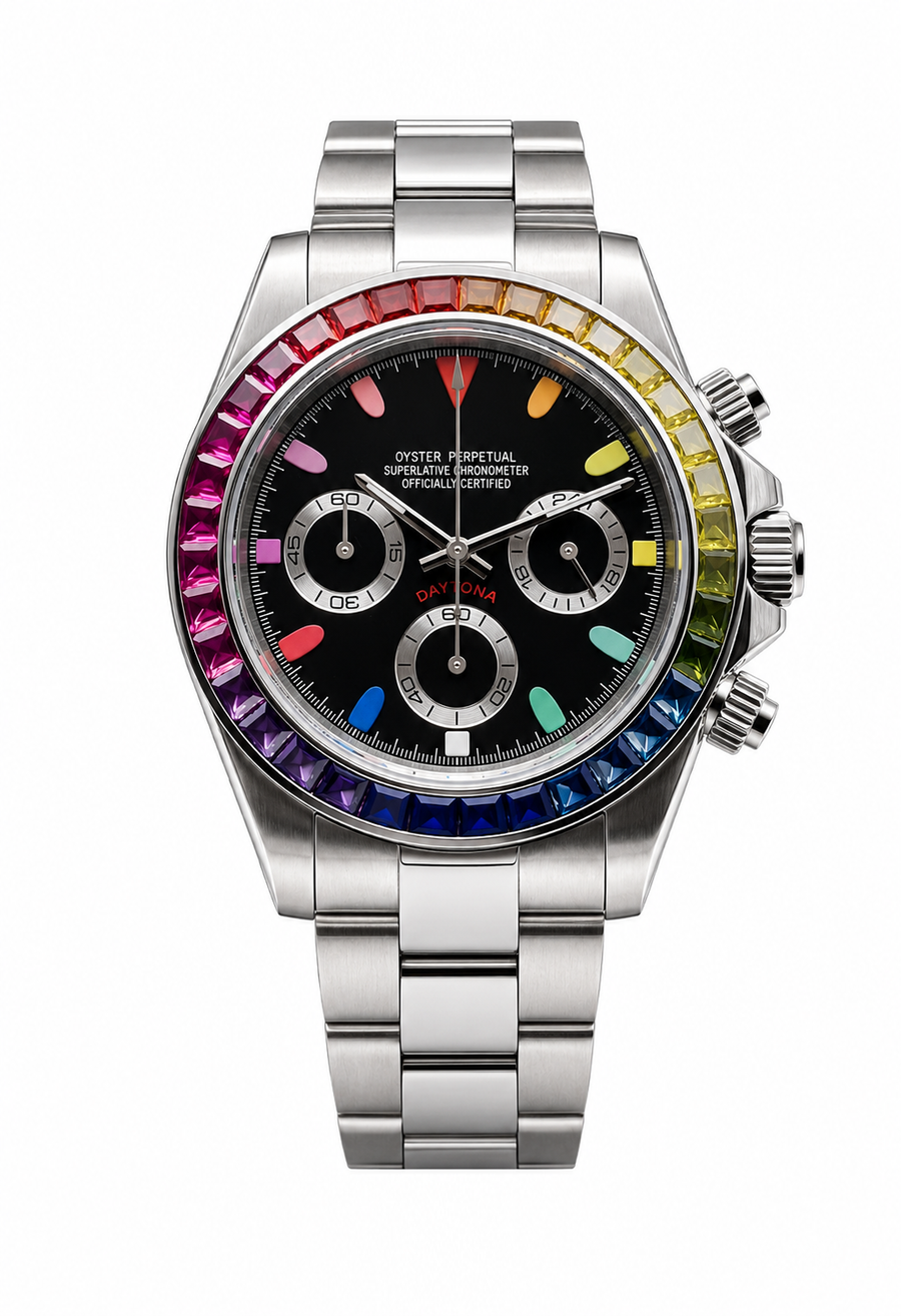 Daytona Silver Rainbow Inspired Watch