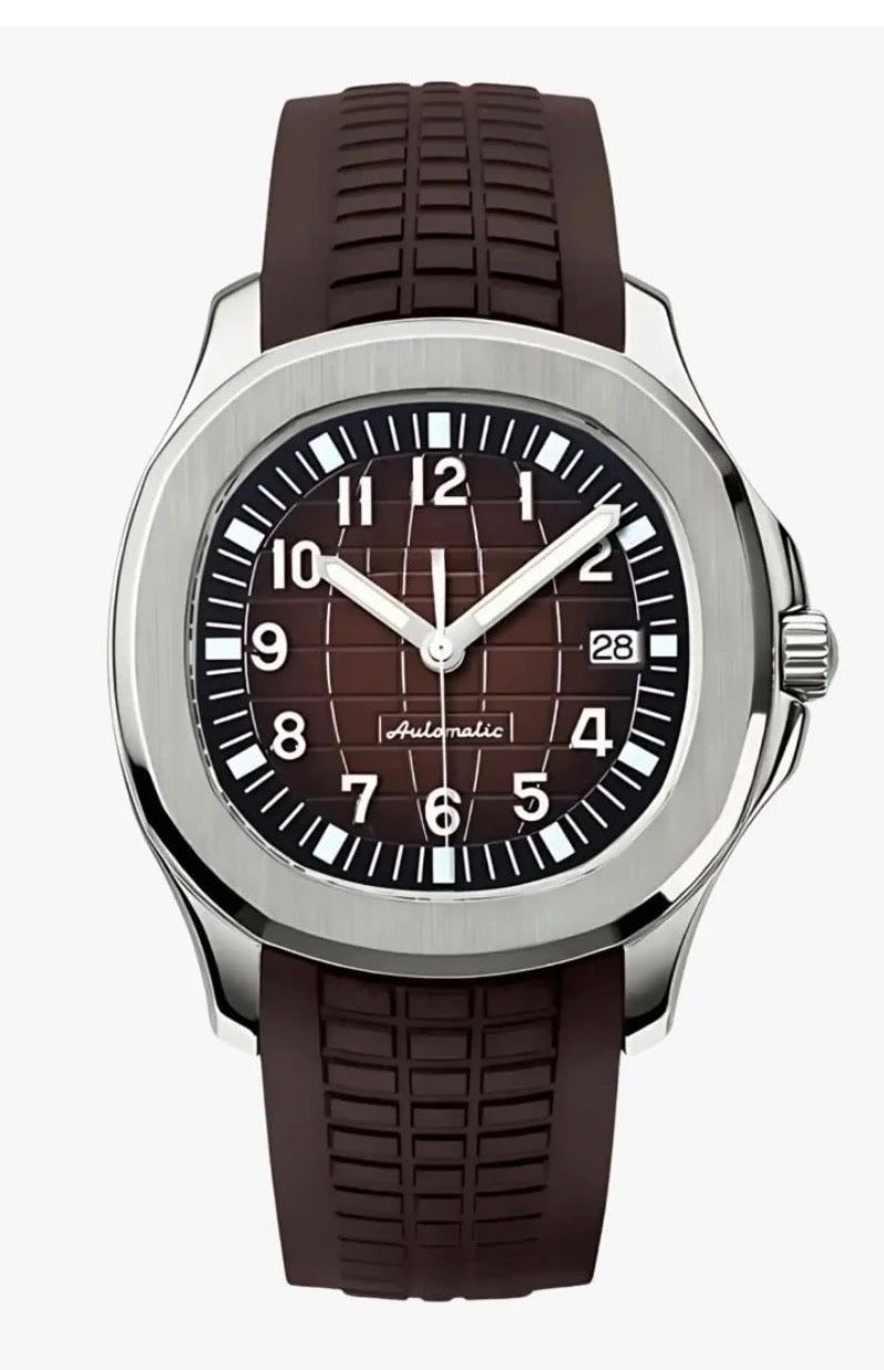 Aquanaut Silver & Brown Inspired Watch