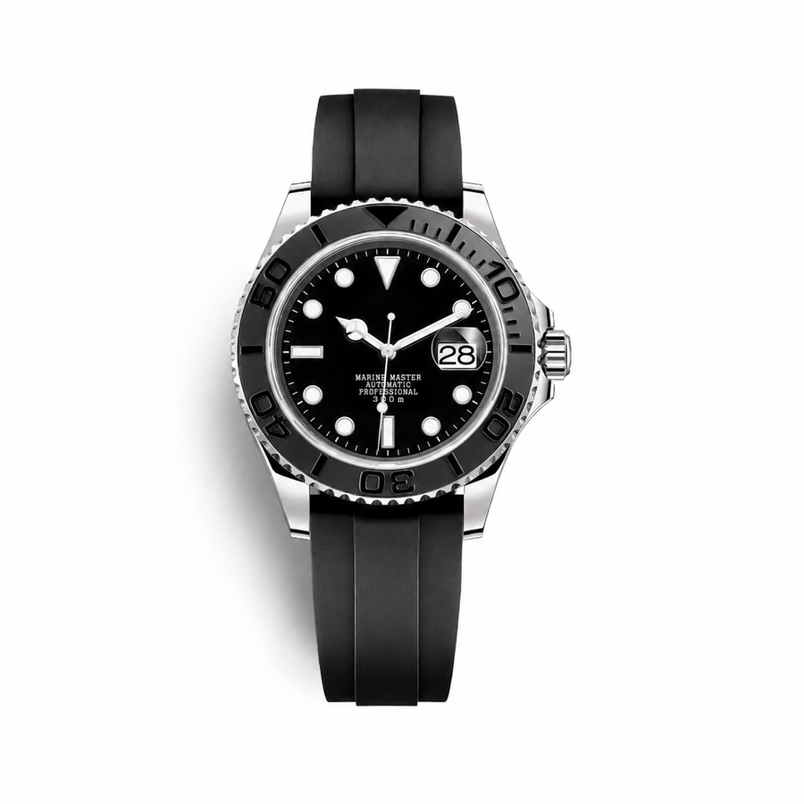 Yacht Master Silver Rubber Strap Inspired Watch