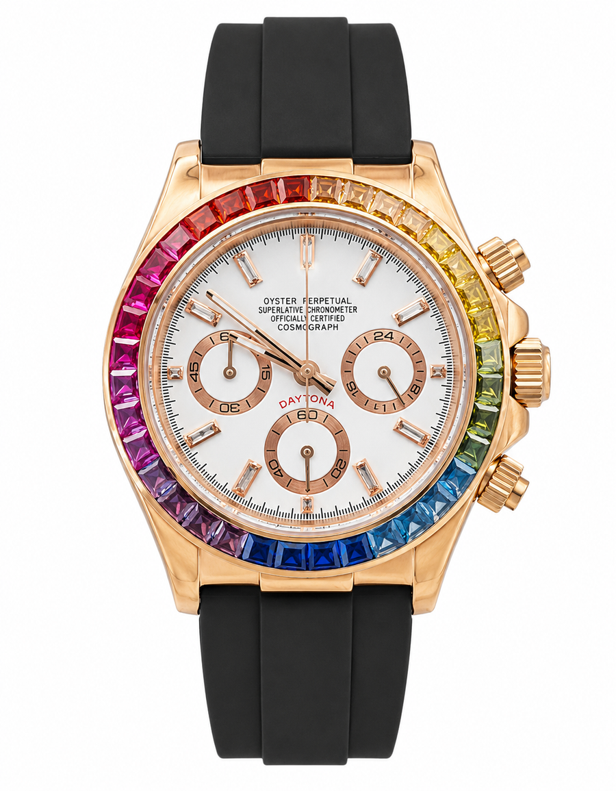Daytona Rainbow Rubber Strap Inspired Watch