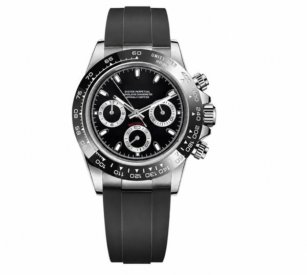 Daytona Black & Silver Rubber Strap Inspired Watch