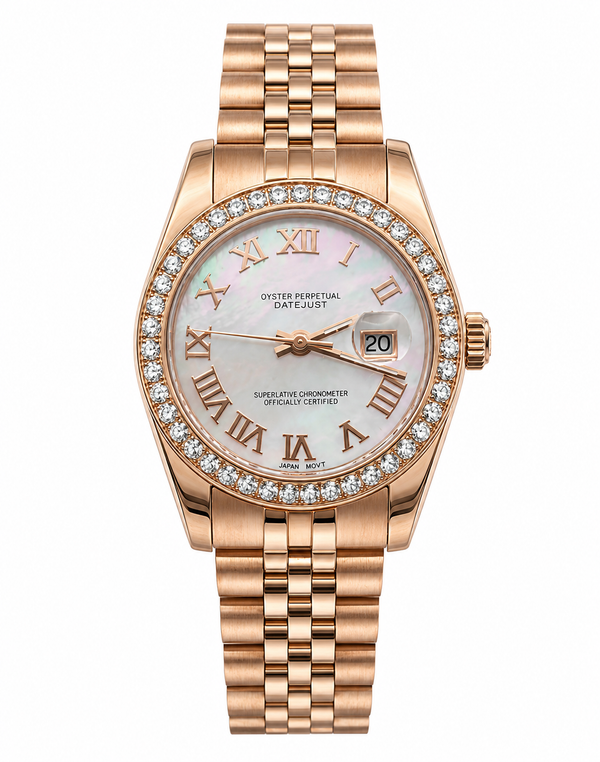 Datejust Mother of Pearl & Rose Gold Inspired Watch