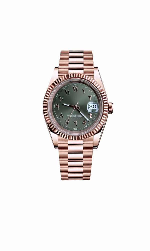 Datejust Rose & Olive Green Arabic Dial Inspired Watch