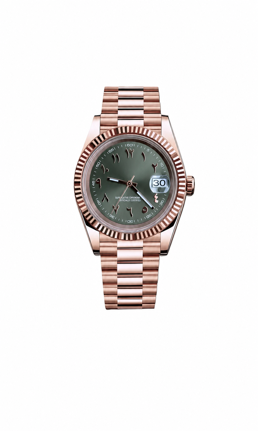 Datejust Rose & Olive Green Arabic Dial Inspired Watch