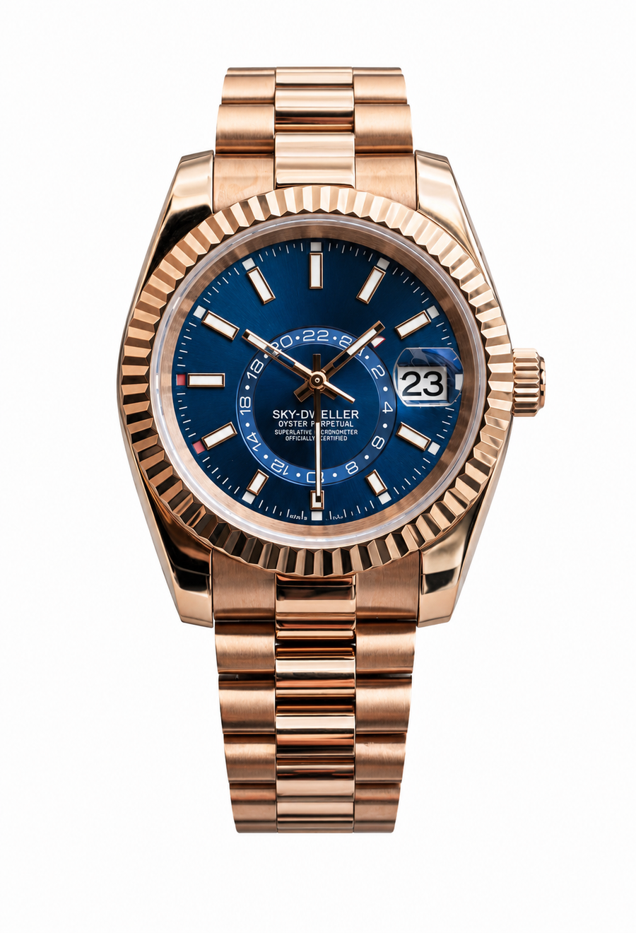 Sky Dweller Rose Gold & Blue Inspired Watch