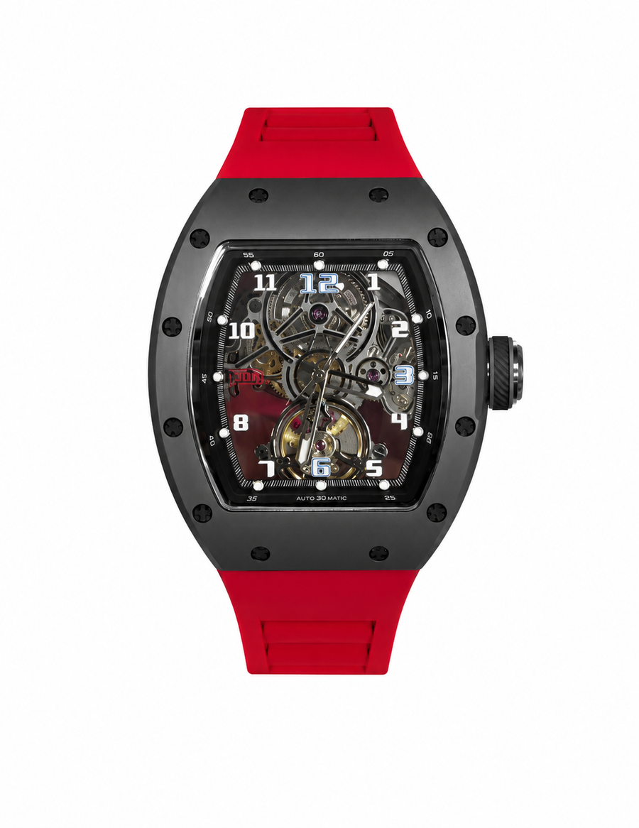 RM Red Bracelet Skeleton Inspired Watch